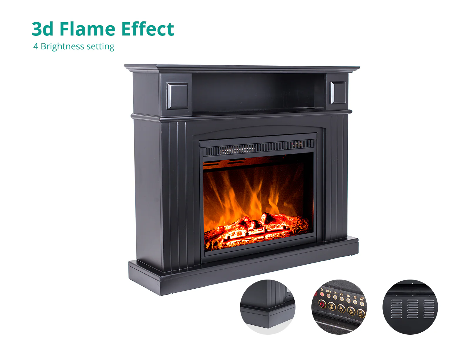 Mantel Electric Fireplace Suite - Black - Image 11