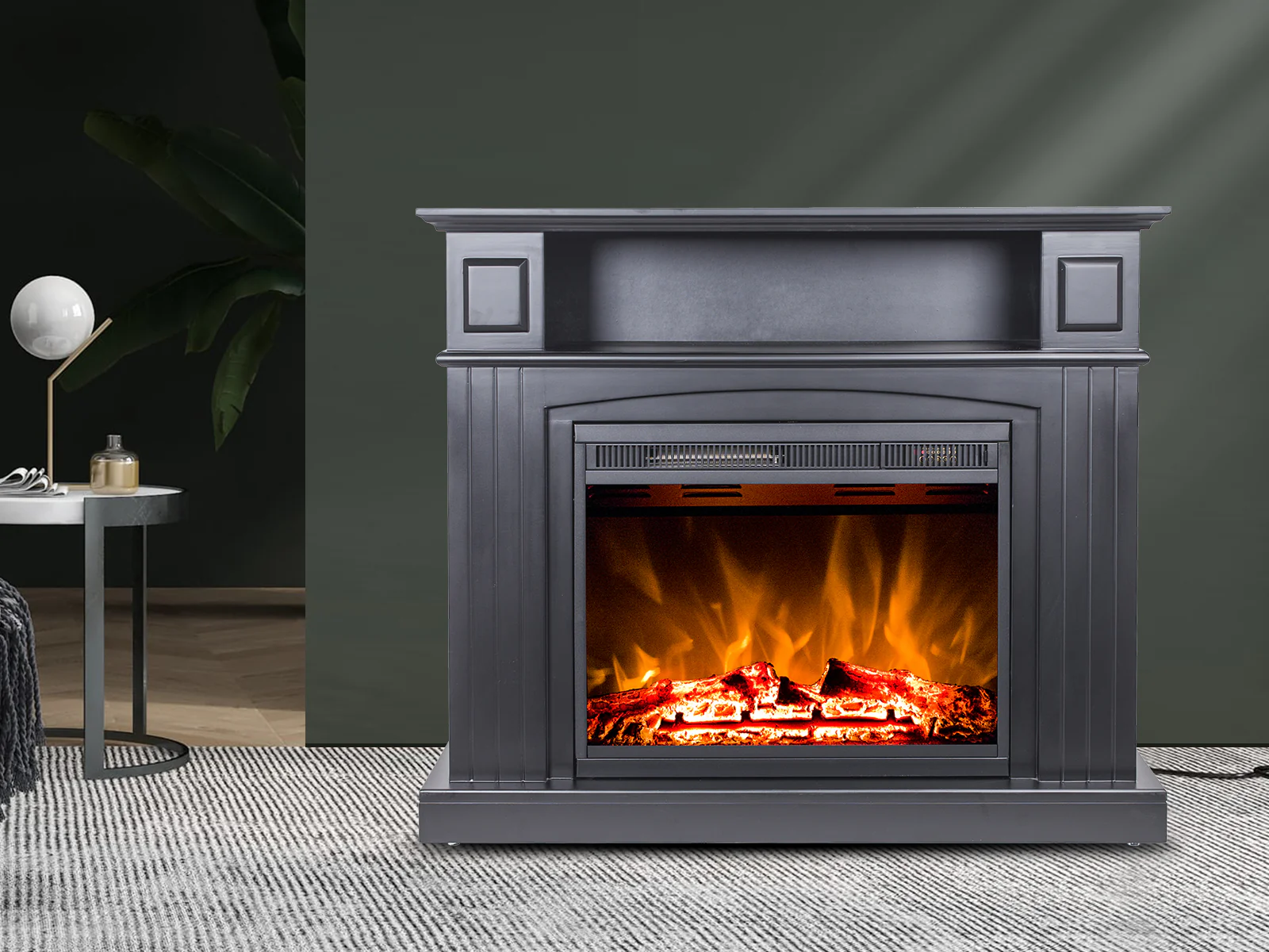 Mantel Electric Fireplace Suite - Black - Image 8