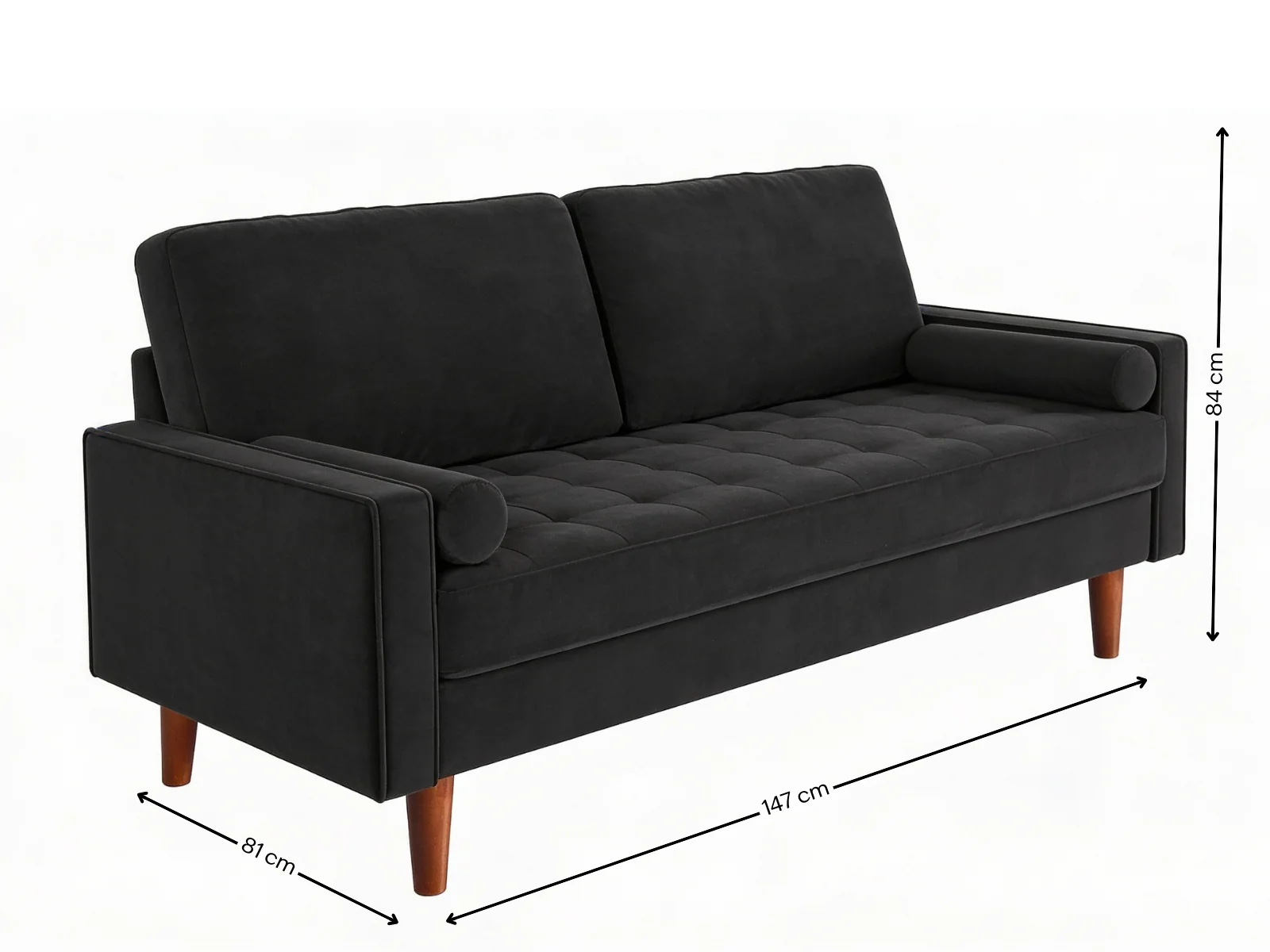 Gyllene 2-Seater Velvet Sofa - Black - Image 10