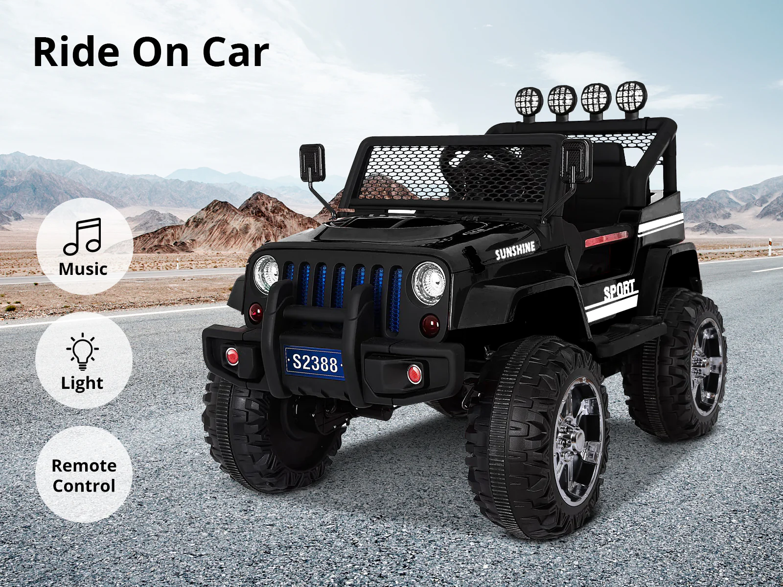 Kids Ride On Jeep Upgrade - Black - Image 2