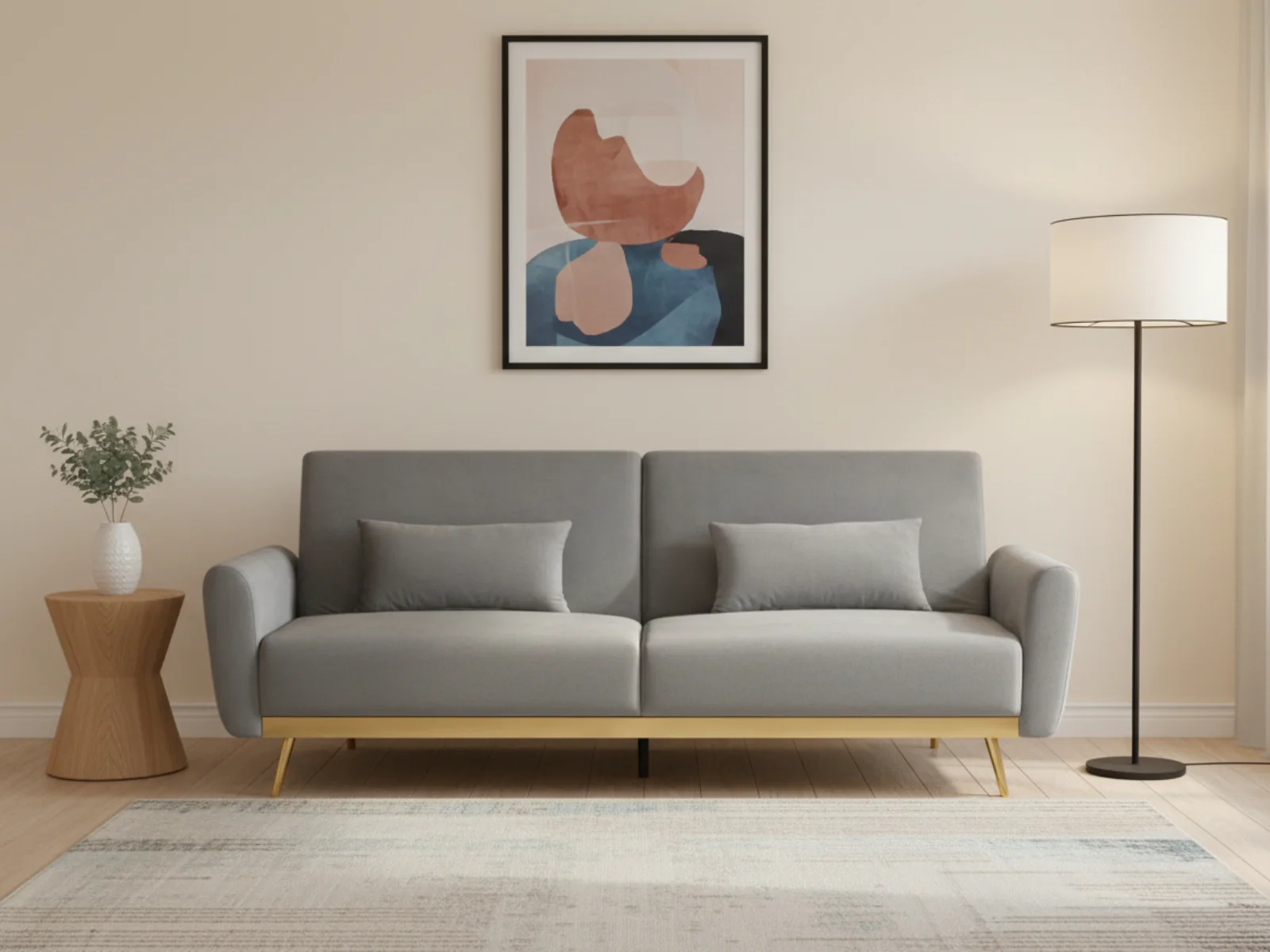 Limpley Velvet Sofa Bed - Grey - Image 2