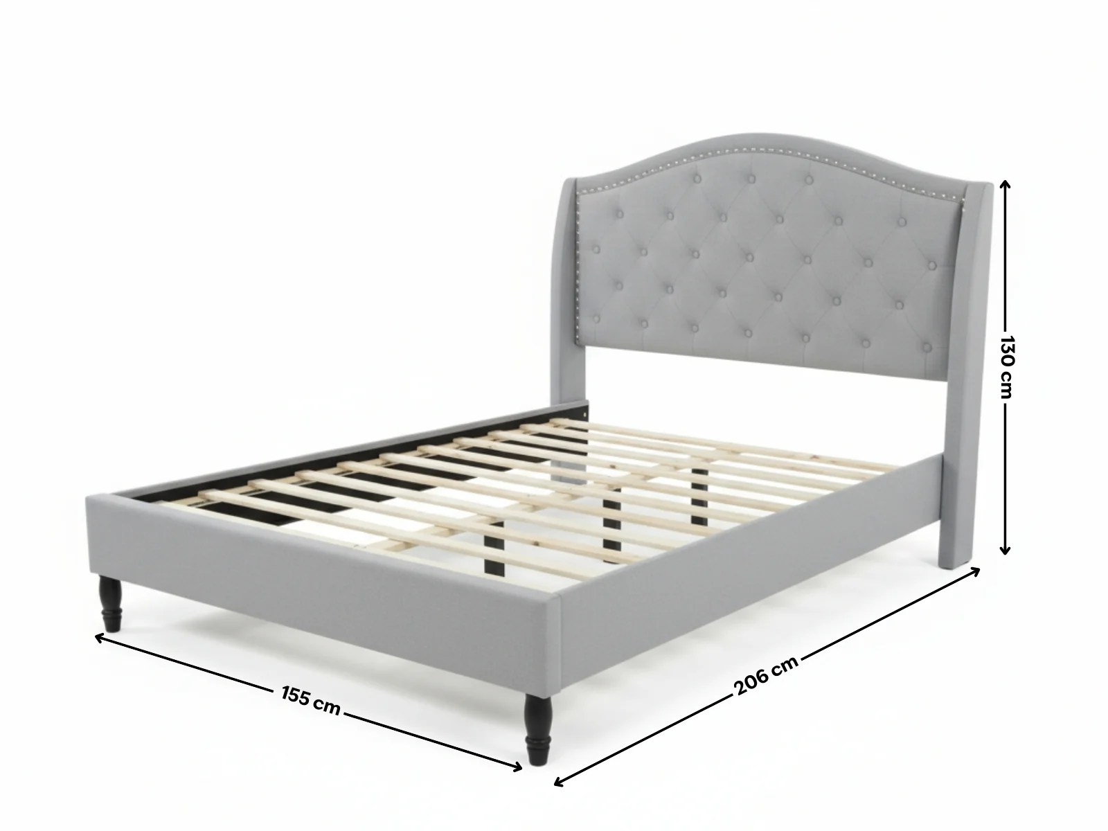 Lizina Bed Frame Light Grey - Double - Image 10