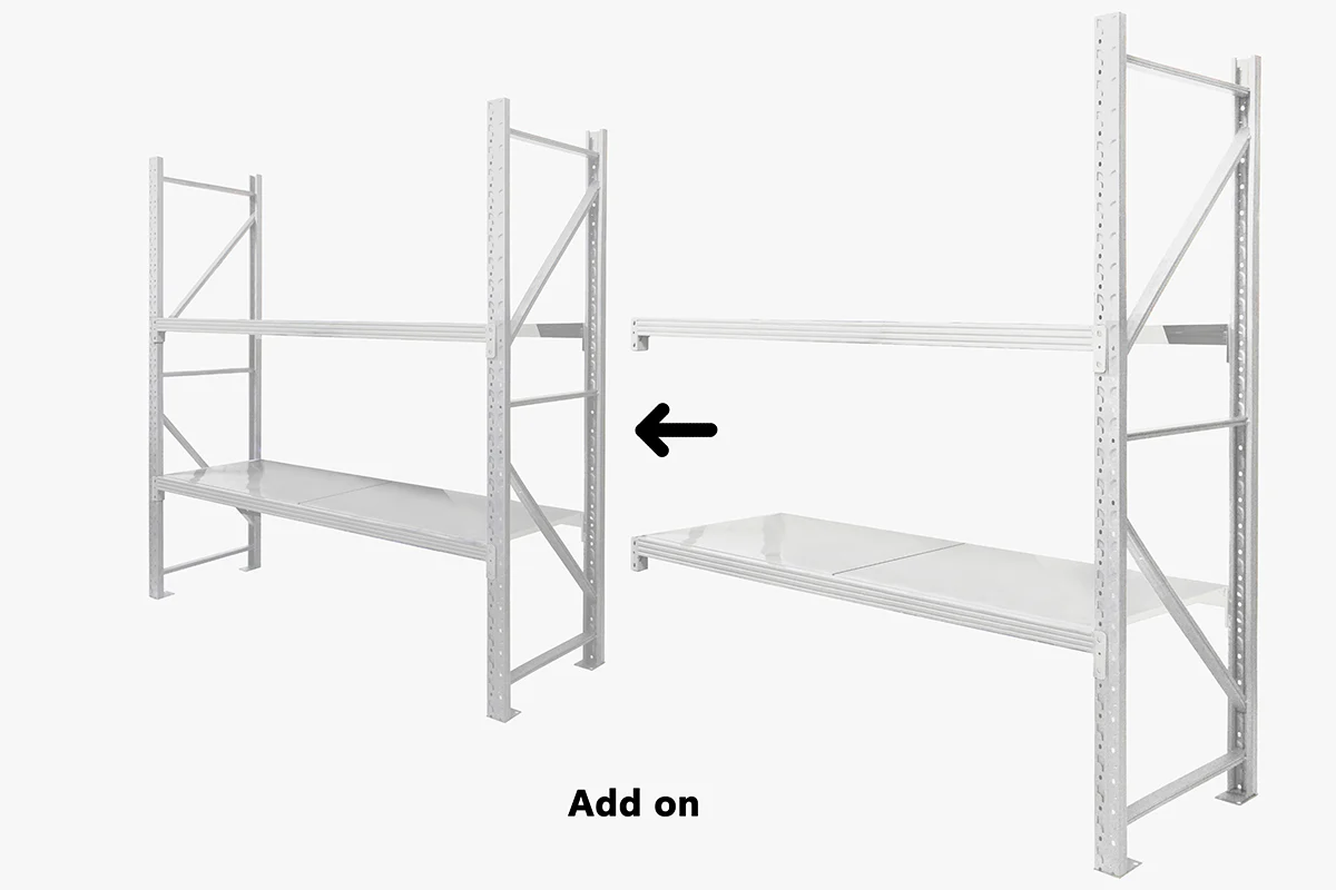 2-Layer Longspan Shelving Add-On Grey White – 1.5 M - Image 2