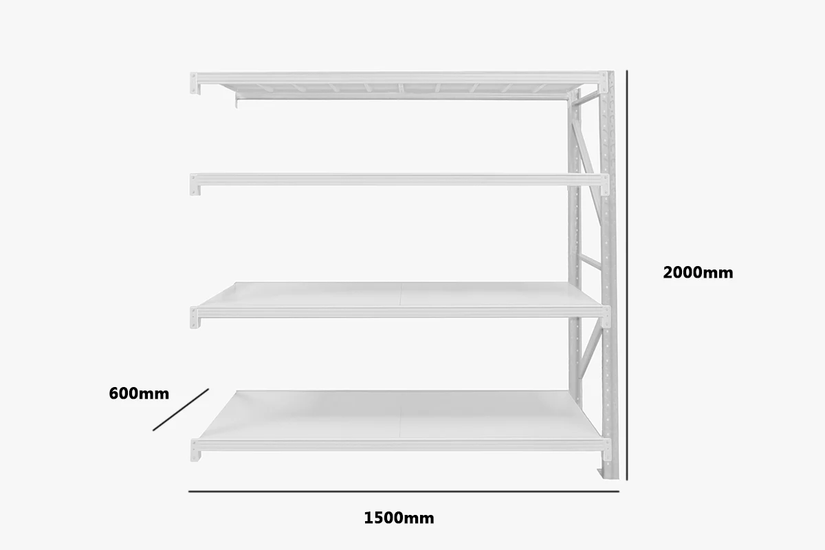 4-Layer Longspan Shelving Add-On Grey White – 1.5 M - Image 2