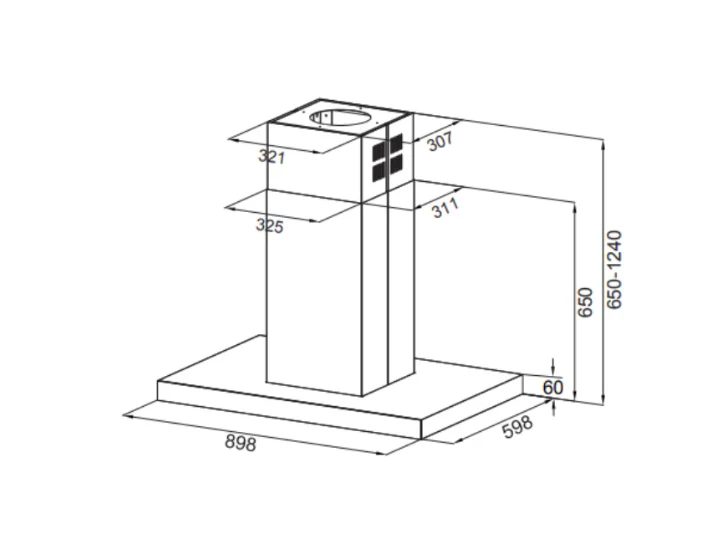 T Midea 90cm T-Shape Island Rangehood - Image 2