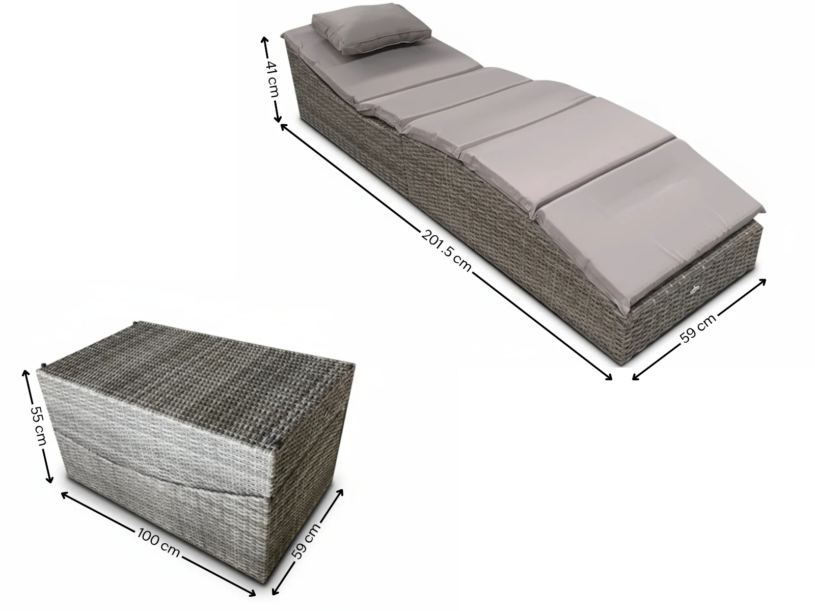 Miller Foldable Outdoor Sun Lounger - Light Grey - Image 3