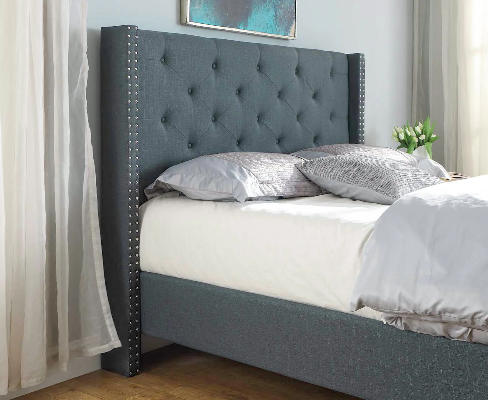 New Lisbeth Bed Frame Blue - Queen - Image 10