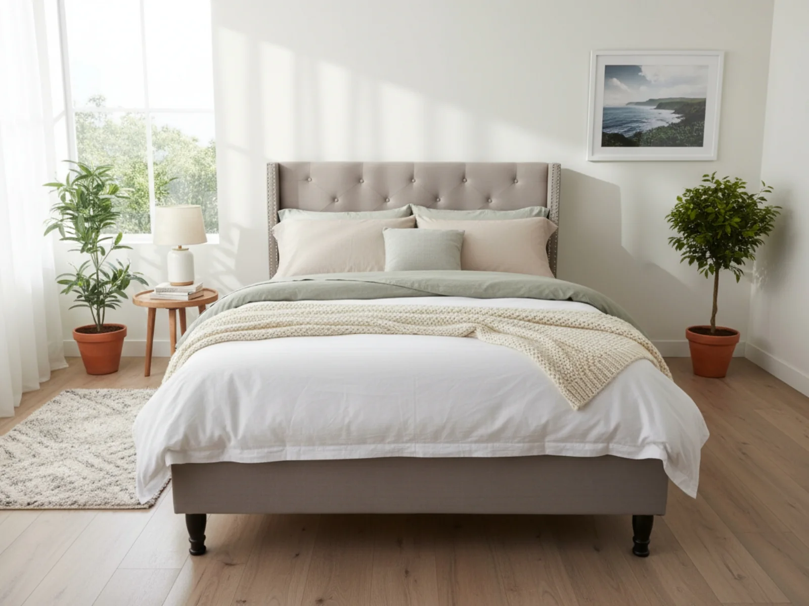 New Lisbeth Bed Frame Grey - Queen - Image 4