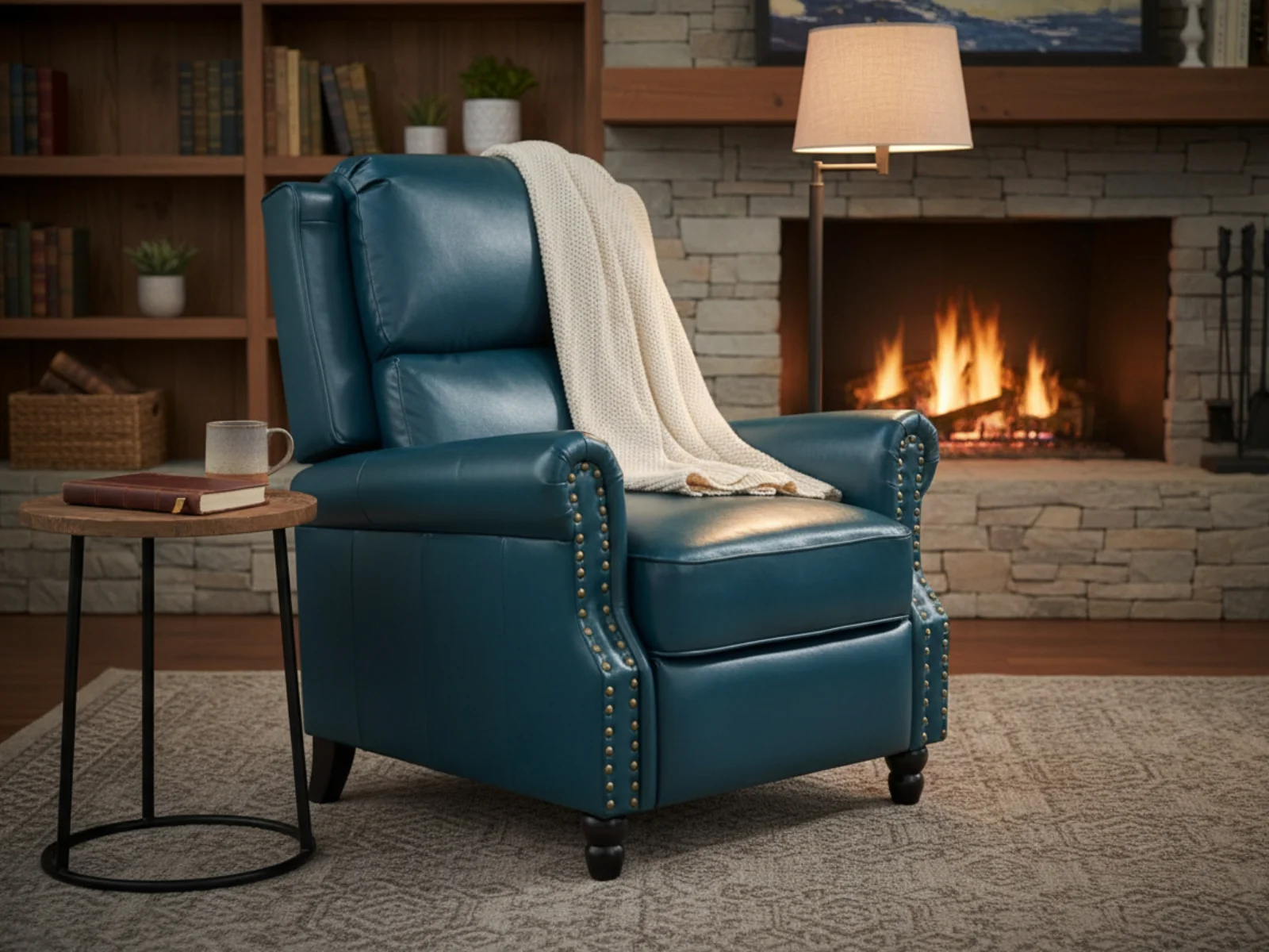 Nilsson PU Leather Recliner Chair - Blue - Image 9