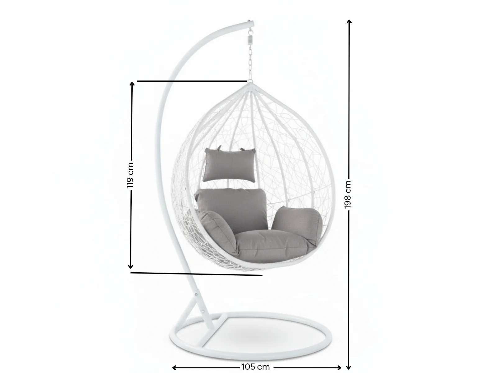 Outdoor Swing Egg Chair - White & Grey - Image 3