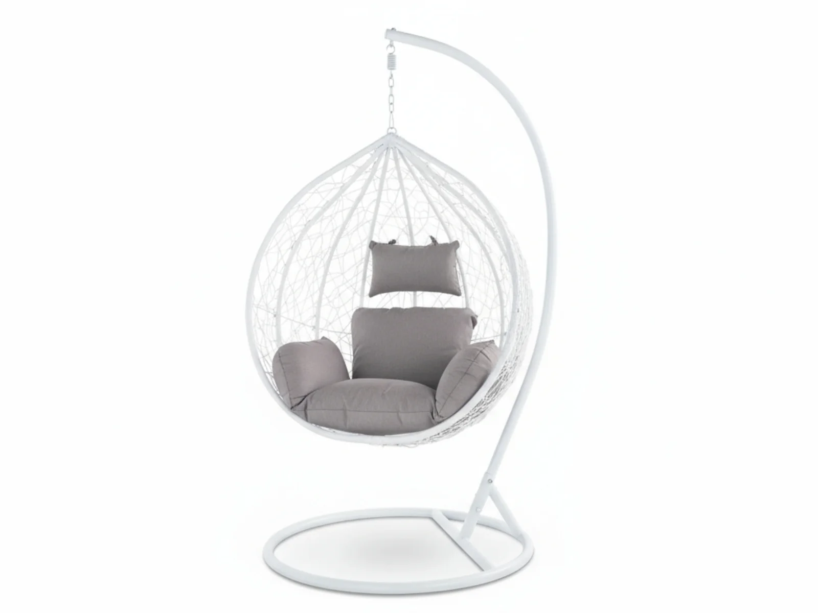Outdoor Swing Egg Chair - White & Grey - Image 4
