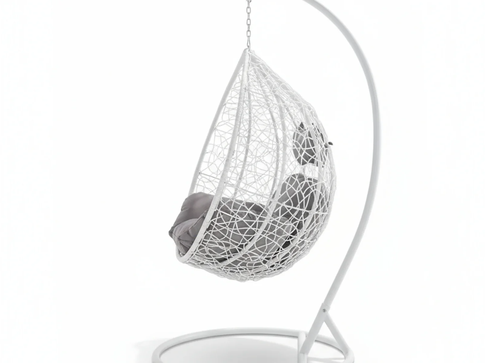 Outdoor Swing Egg Chair - White & Grey - Image 5