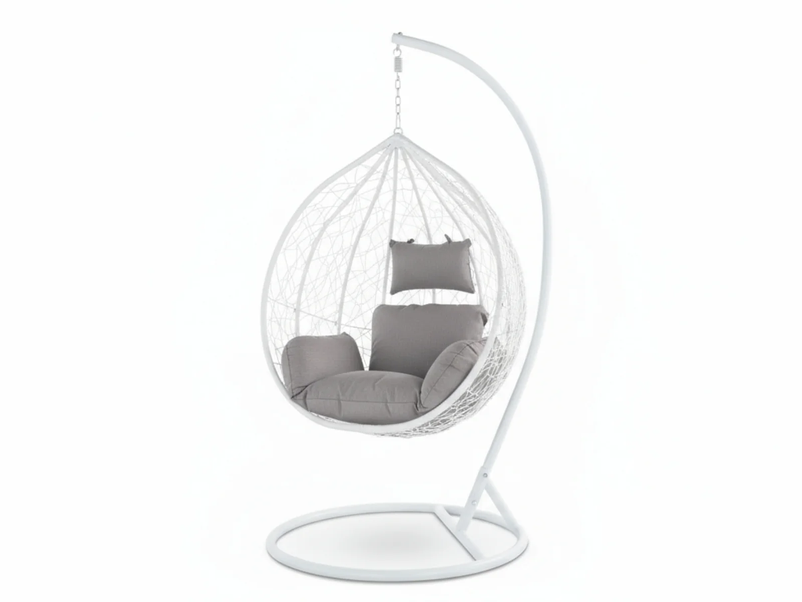 Outdoor Swing Egg Chair - White & Grey - Image 7