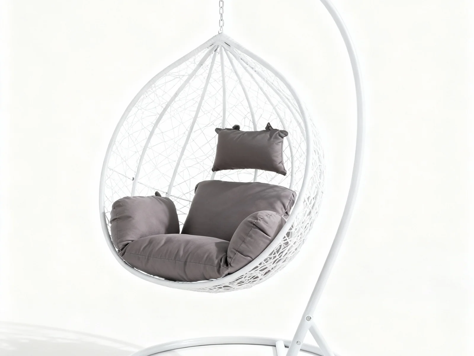 Outdoor Swing Egg Chair - White & Grey - Image 8