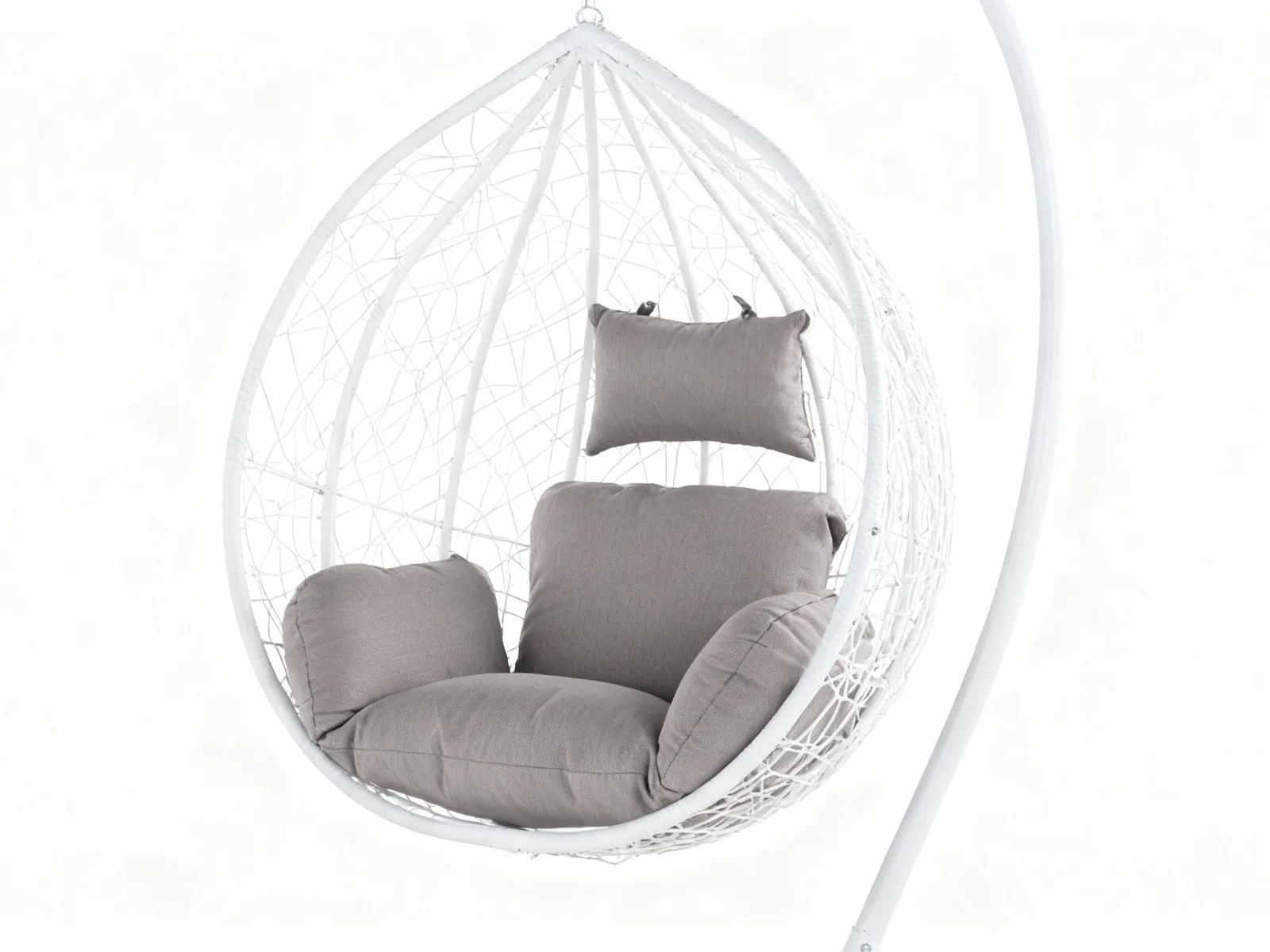 Outdoor Swing Egg Chair - White & Grey - Image 9