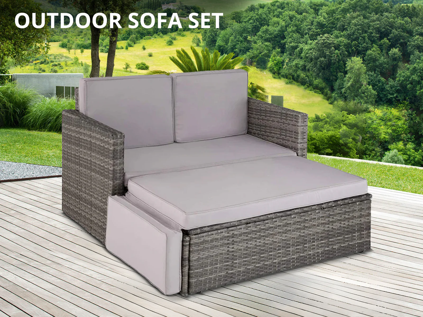 2-Piece Outdoor Sofa Set - Grey - Image 2