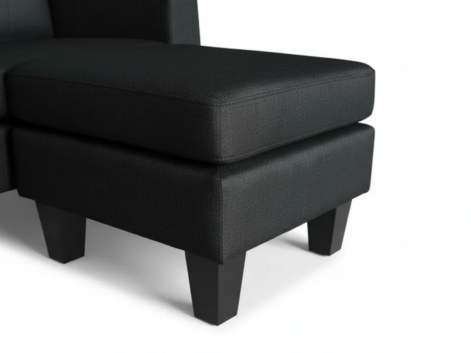 Robyn Linen Sofa Set With Ottoman - Black - Image 10