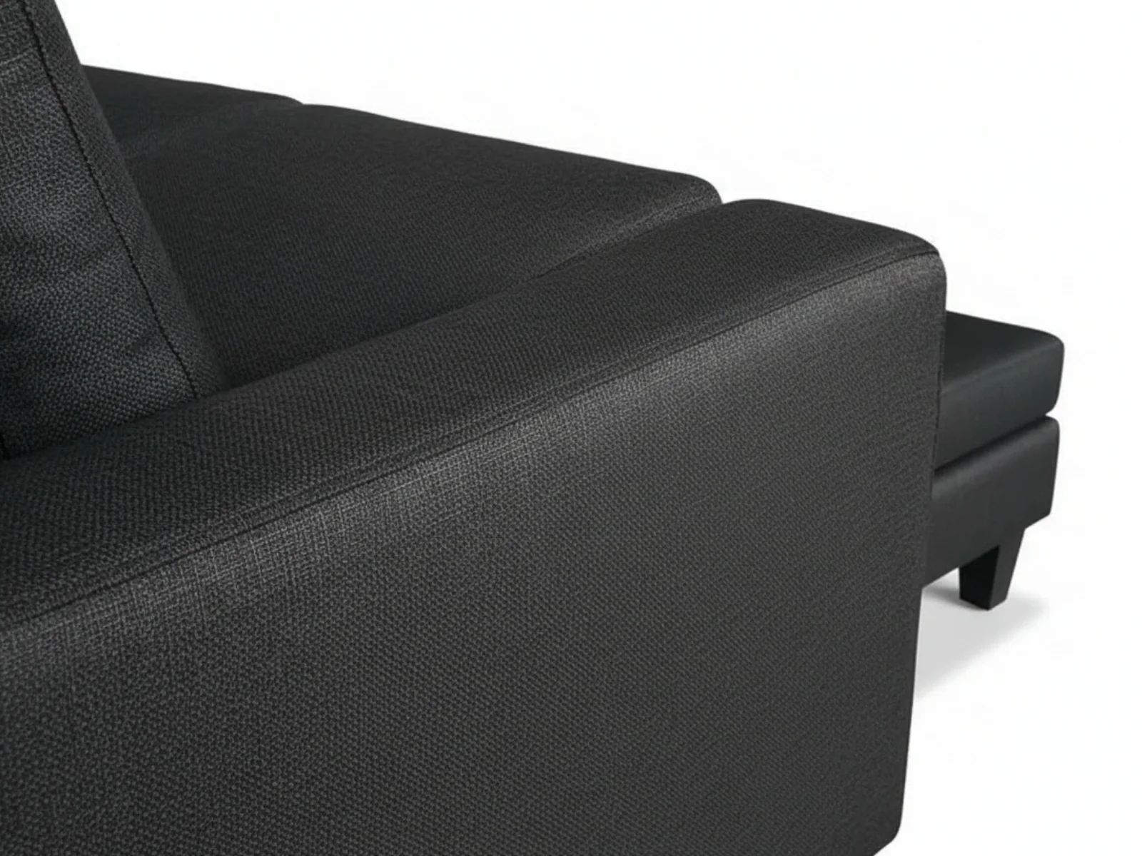 Robyn Linen Sofa Set With Ottoman - Black - Image 7