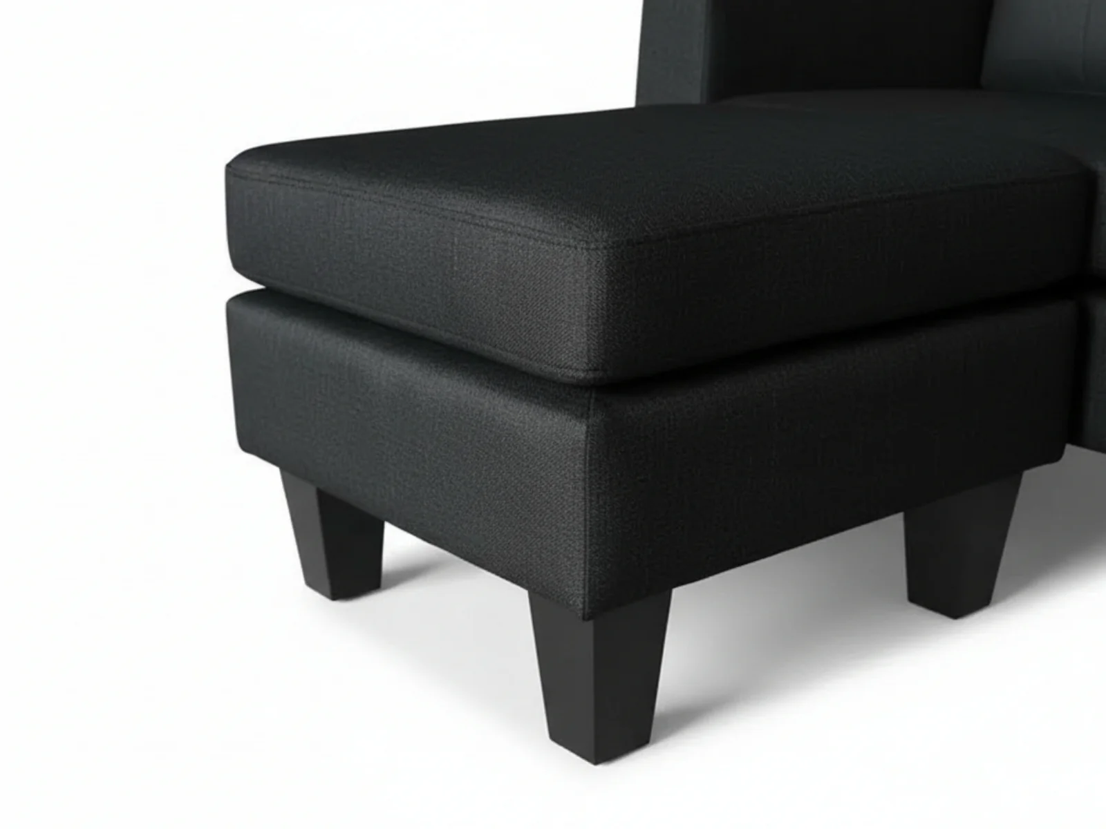 Robyn Linen Sofa Set With Ottoman - Black - Image 9