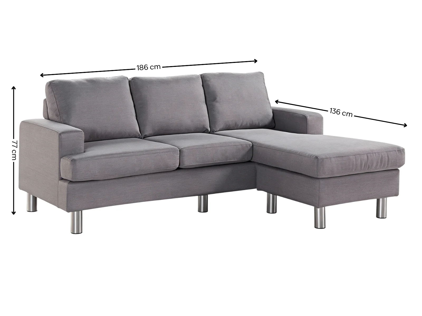 Rymden Linen Sofa Set with Chaise - Grey - Image 10