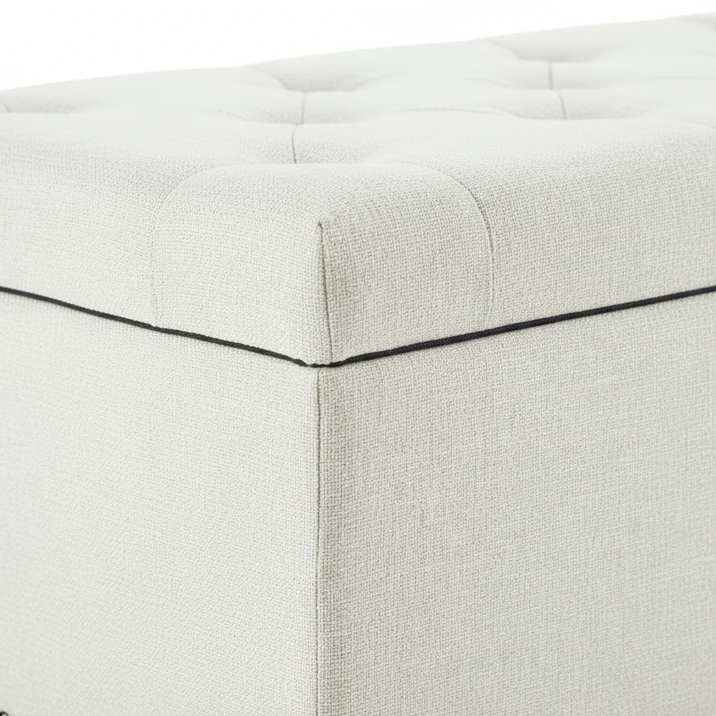 Toby Linen Ottoman Bench with Storage - Beige - Image 8