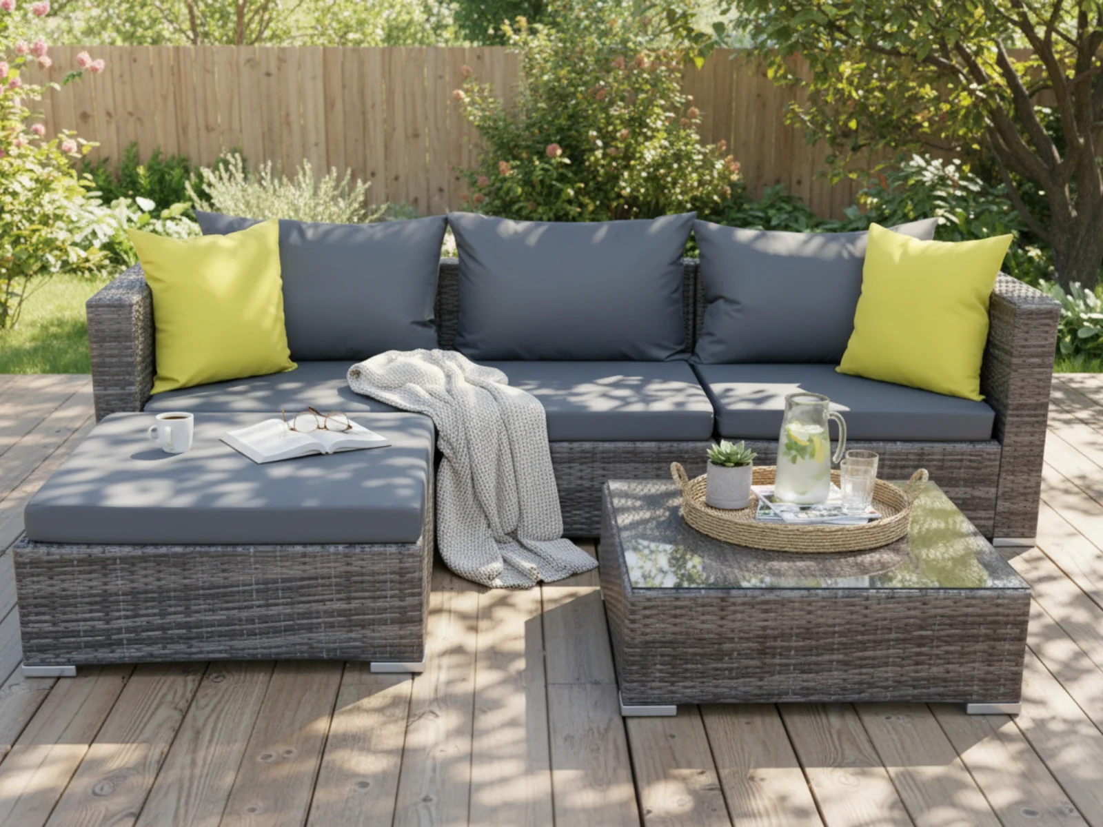 Vicenza 5-Piece Outdoor Corner Set - Grey - Image 3
