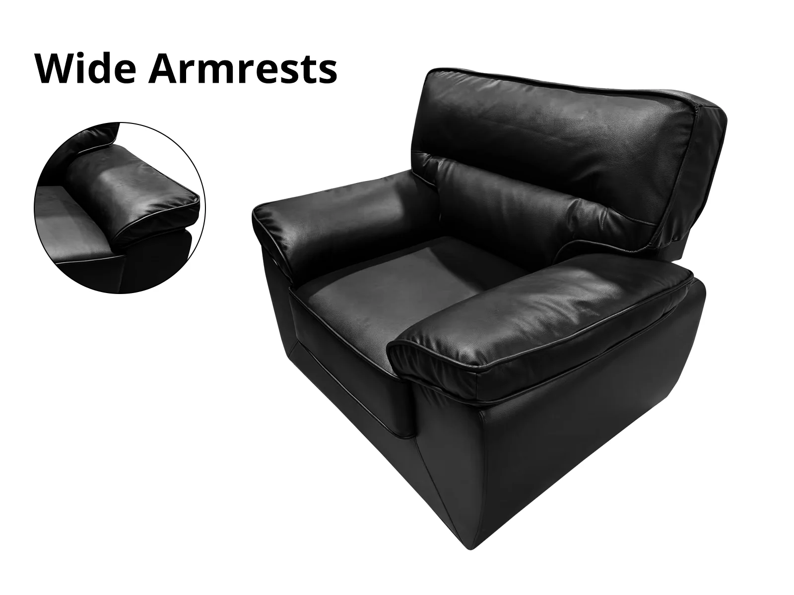 Zonny 3PC Sofa Set PU - Black - Image 8