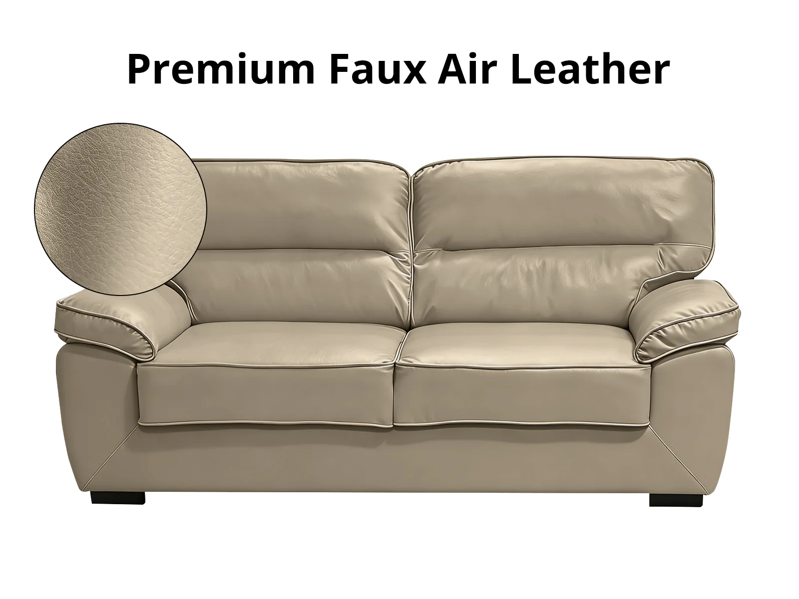 Zonny 3PC Sofa Set PU - Taupe - Image 7