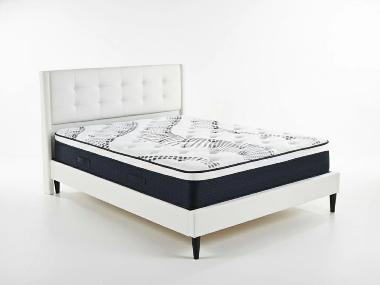 Vele‑C Bed Frame White & Euro Top Mattress J32 - Double - Image 5