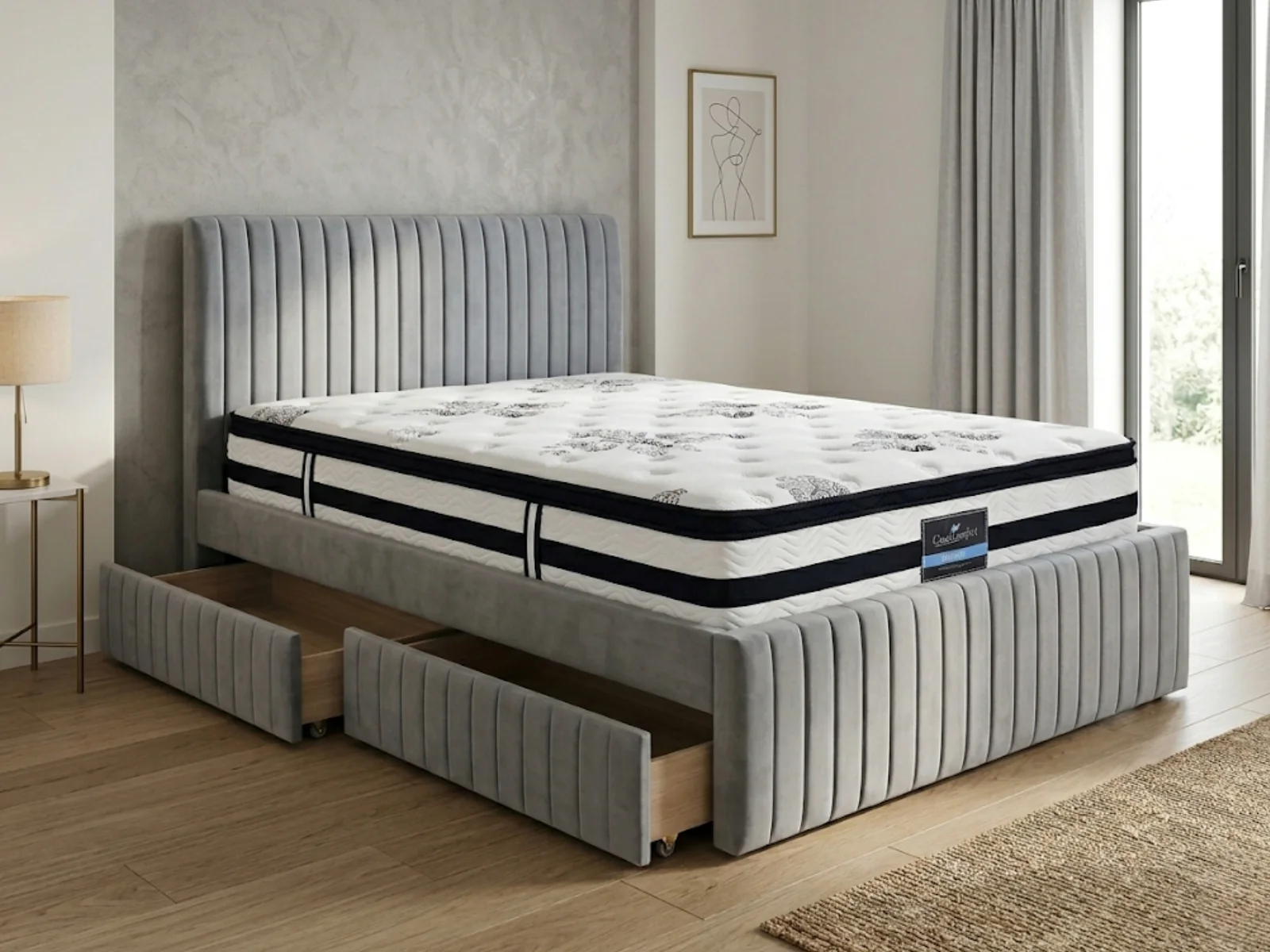 Wairoa Bed Frame with Drawers & K34 Mattress - Queen - Image 2