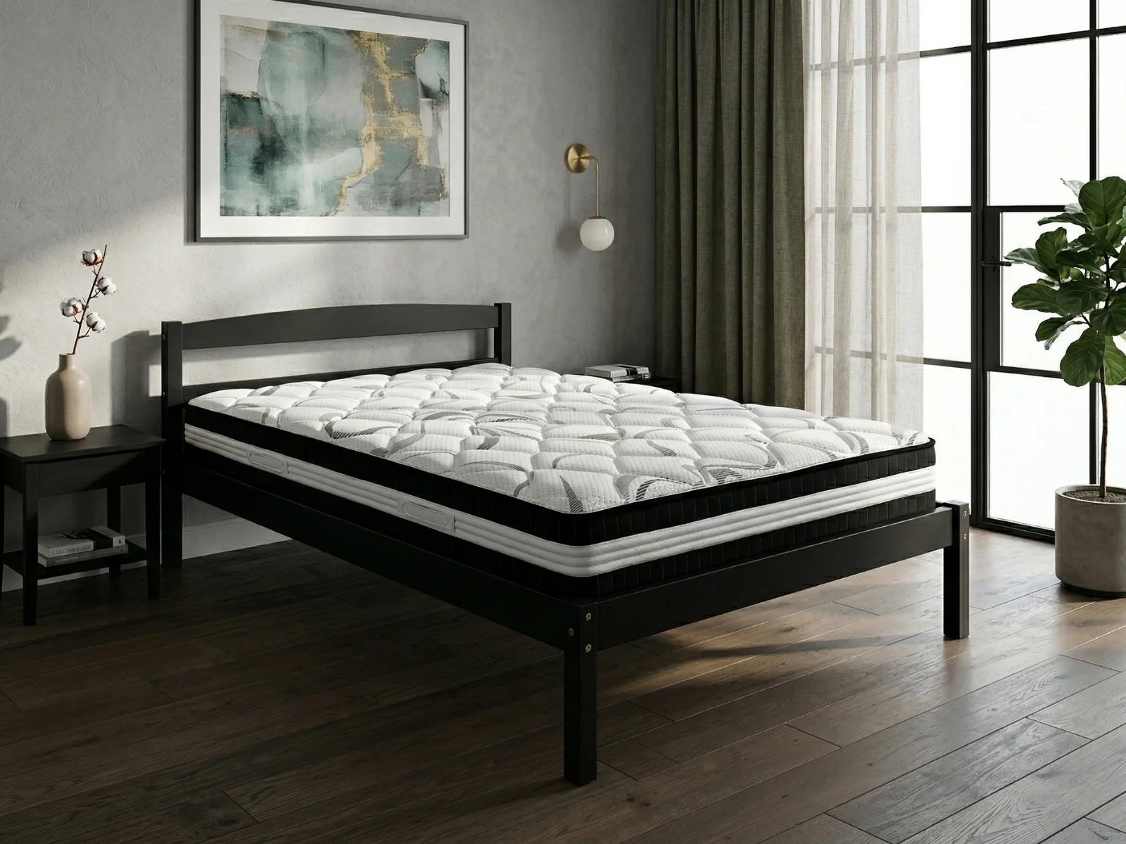 Wayford Bed Frame Black & L30 Mattress - King Single - Image 2