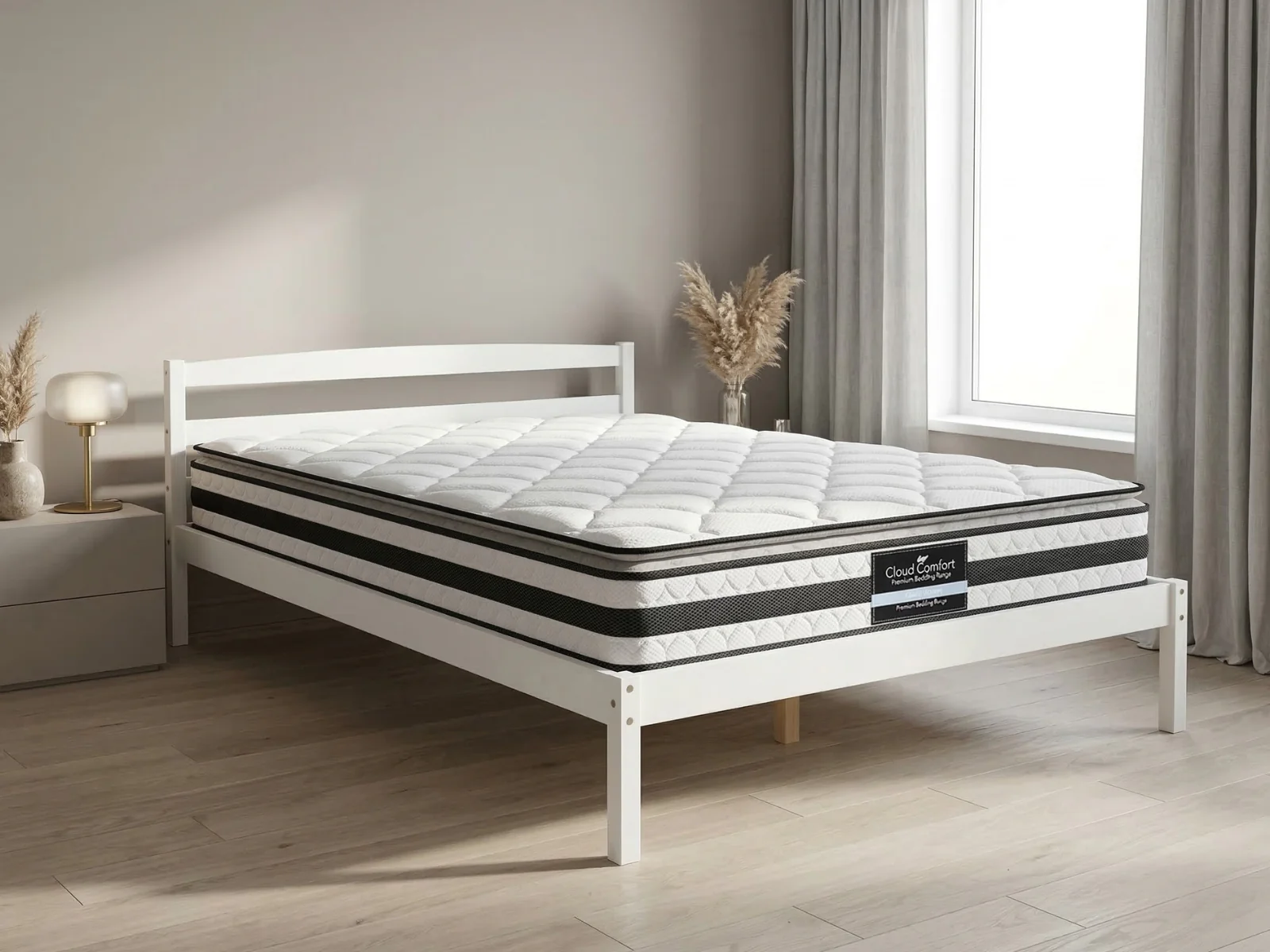 Wayford Bed Frame White & Bon21 Mattress - Double - Image 2