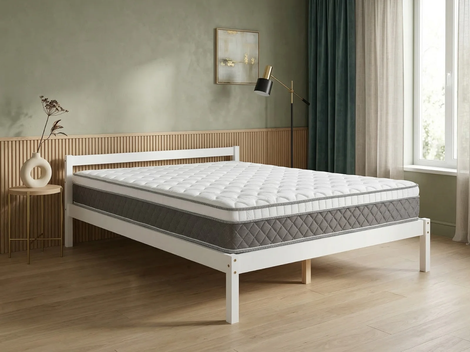 Wayford Bed Frame White & MEM 23 cm Mattress - King - Image 2