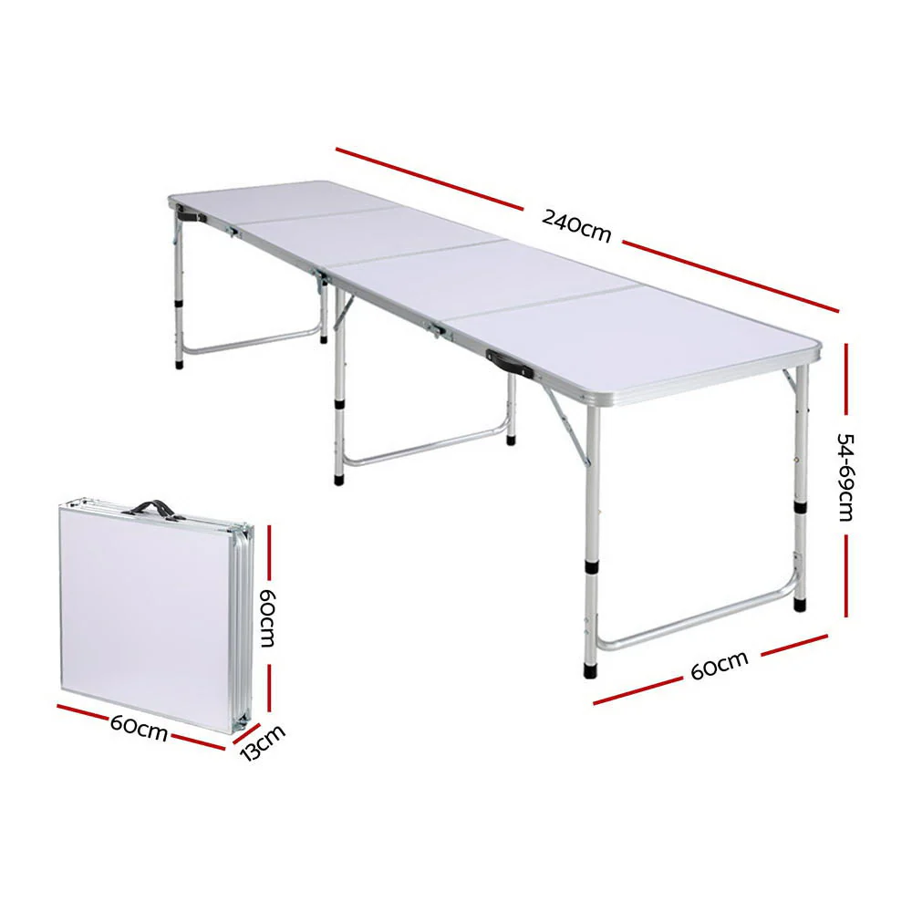 Weisshorn Folding Camping Table 240CM Portable Outdoor Picnic BBQ Aluminium Desk - Image 2