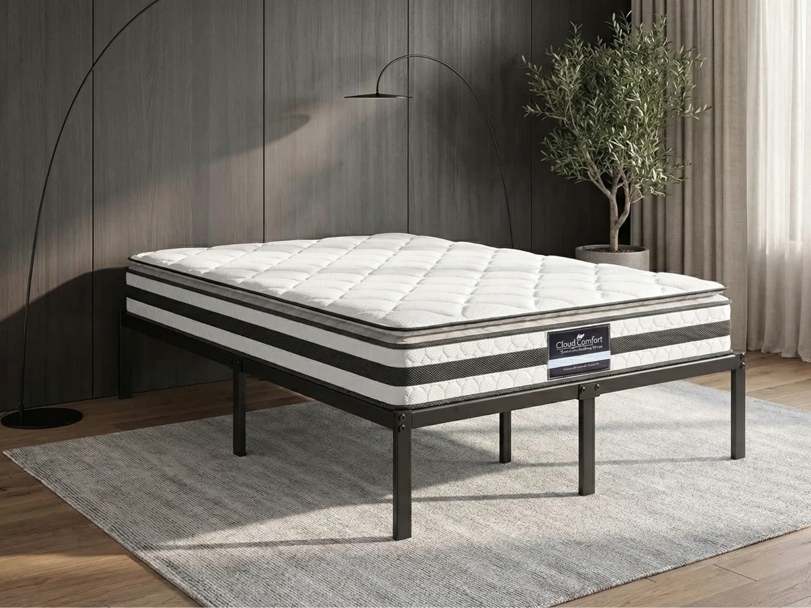 Xclusive Metal Platform Bed & Bon21 Mattress - Double - Image 2