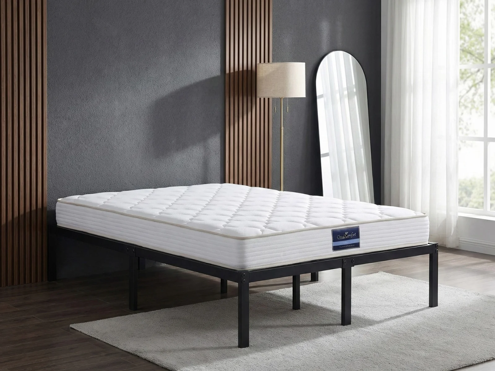 Xclusive Metal Platform Bed & PIL20 Mattress with Pillows - Queen - Image 2