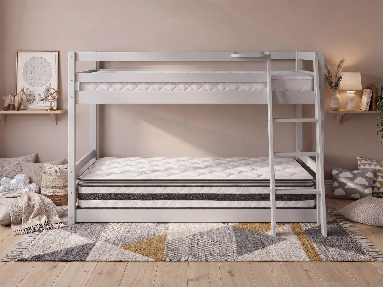 Xclusive Polli Mid-Sleeper Bunk Bed - Grey & Bon21 + Bon10 Mattresses - Image 2