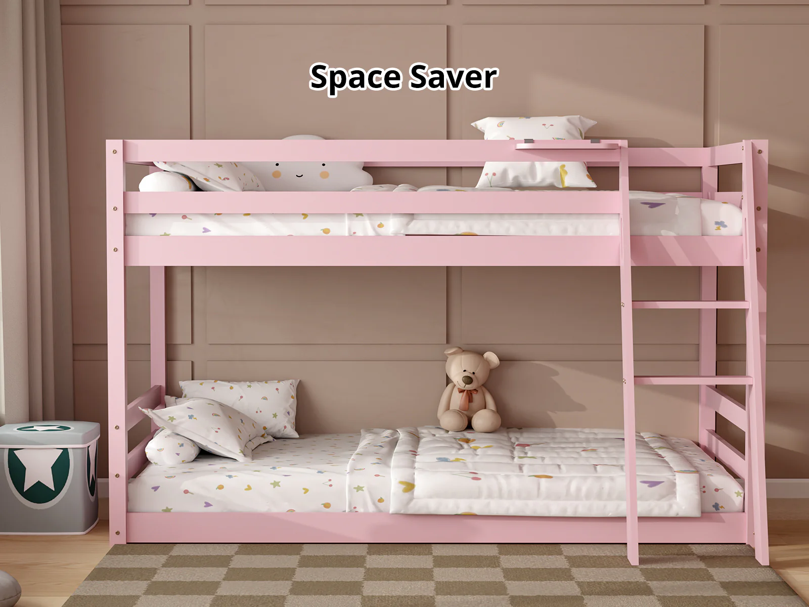 Xclusive Polli Mid-Sleeper Bunk Bed - Pink & Bon21 + Bon15 Mattresses - Image 7