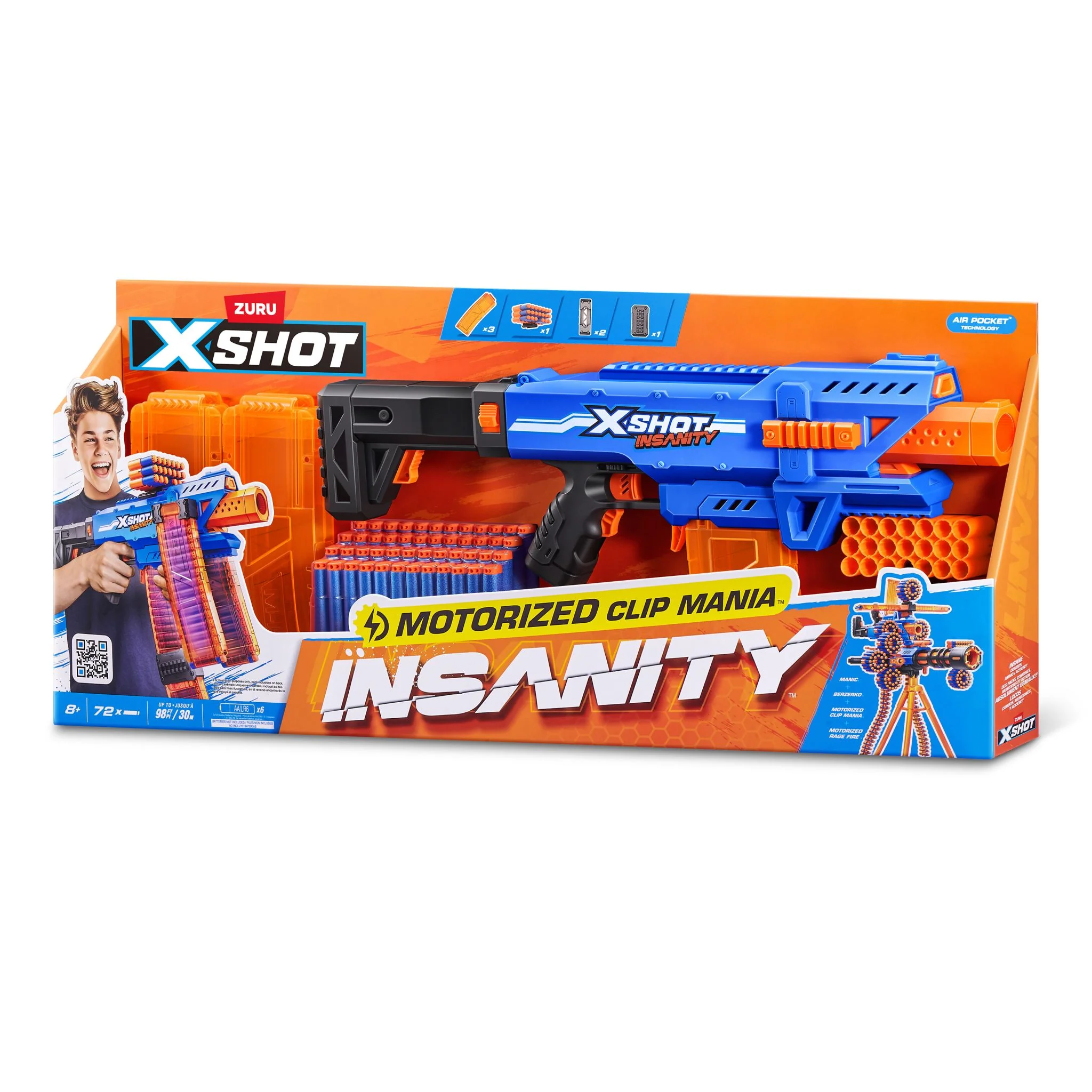 ZURU X-Shot Insanity S1 Motorized Clip Blaster (72 Darts) - Image 2